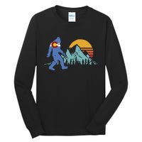 Retro Bigfoot Sun Mountain State Flag Of Colorado Graphic Tall Long Sleeve T-Shirt