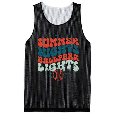 Retro Baseball Summer Nights Ballpark Lights Baseball Mom Mesh Reversible Basketball Jersey Tank