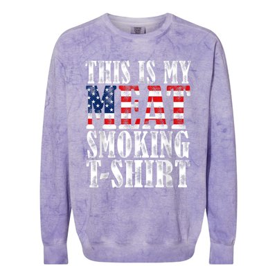 Retro BBQ Smoker Vintage US Flag This Is My Meat Smoking Colorblast Crewneck Sweatshirt