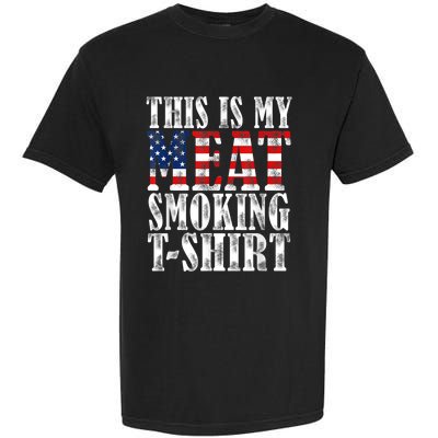 Retro BBQ Smoker Vintage US Flag This Is My Meat Smoking Garment-Dyed Heavyweight T-Shirt