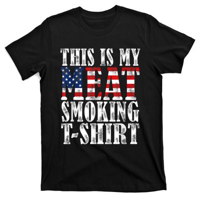 Retro BBQ Smoker Vintage US Flag This Is My Meat Smoking T-Shirt