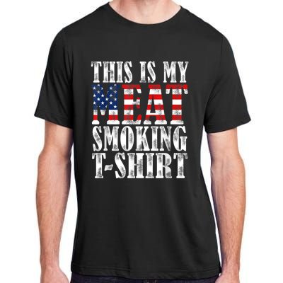 Retro BBQ Smoker Vintage US Flag This Is My Meat Smoking Adult ChromaSoft Performance T-Shirt