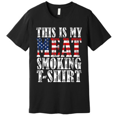 Retro BBQ Smoker Vintage US Flag This Is My Meat Smoking Premium T-Shirt