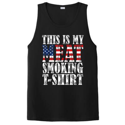 Retro BBQ Smoker Vintage US Flag This Is My Meat Smoking PosiCharge Competitor Tank