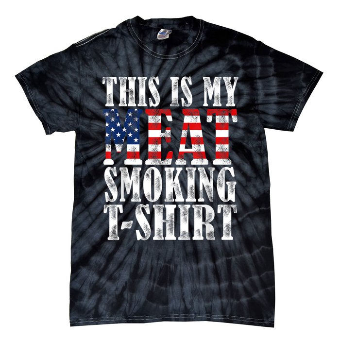 Retro BBQ Smoker Vintage US Flag This Is My Meat Smoking Tie-Dye T-Shirt