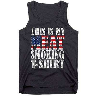 Retro BBQ Smoker Vintage US Flag This Is My Meat Smoking Tank Top