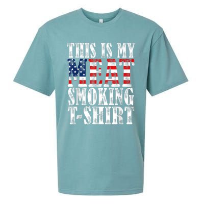 Retro BBQ Smoker Vintage US Flag This Is My Meat Smoking Sueded Cloud Jersey T-Shirt