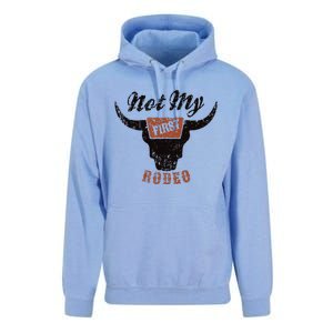 Retro Bull Skull Not My First Rodeo Western Country Cowboy Unisex Surf Hoodie