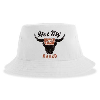 Retro Bull Skull Not My First Rodeo Western Country Cowboy Sustainable Bucket Hat