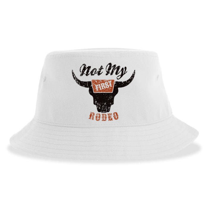 Retro Bull Skull Not My First Rodeo Western Country Cowboy Sustainable Bucket Hat