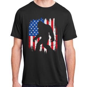 Retro Bigfoot Silhouette USA Flag Sasquatch Lovers July 4th Adult ChromaSoft Performance T-Shirt