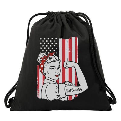 Retro Bartending Saying Mixologist Barkeeper & Bartender Drawstring Bag