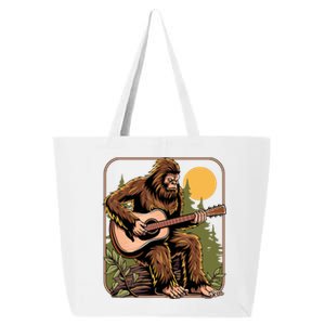 Retro Bigfoot Sasquatch Playing Acoustic Guitar Guitarist 25L Jumbo Tote