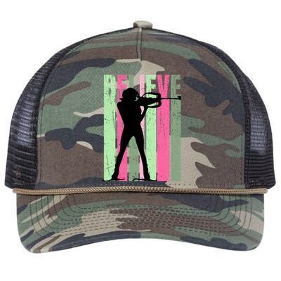 Retro Biathlon Shooting Guns Skiing Race Racing Win Gift Retro Rope Trucker Hat Cap