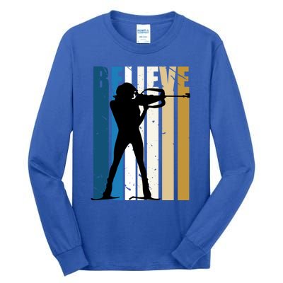 Retro Biathlon Shooting Guns Skiing Female Gift Tall Long Sleeve T-Shirt