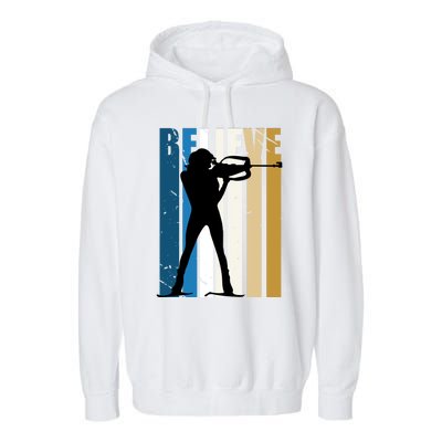 Retro Biathlon Shooting Guns Skiing Female Gift Garment-Dyed Fleece Hoodie