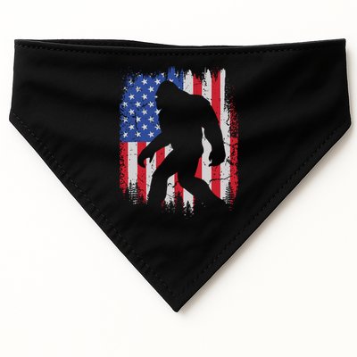 Retro Bigfoot Silhouette USA Flag Sasquatch Lovers July 4th USA-Made Doggie Bandana