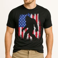 Retro Bigfoot Silhouette USA Flag Sasquatch Lovers July 4th Cooling Performance Crew T-Shirt