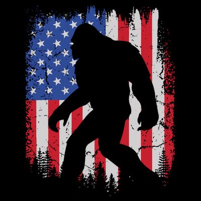 Retro Bigfoot Silhouette USA Flag Sasquatch Lovers July 4th T-Shirt