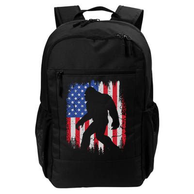 Retro Bigfoot Silhouette USA Flag Sasquatch Lovers July 4th Backpack