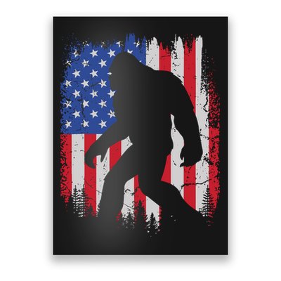 Retro Bigfoot Silhouette USA Flag Sasquatch Lovers July 4th Poster