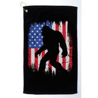 Retro Bigfoot Silhouette USA Flag Sasquatch Lovers July 4th Golf Towel