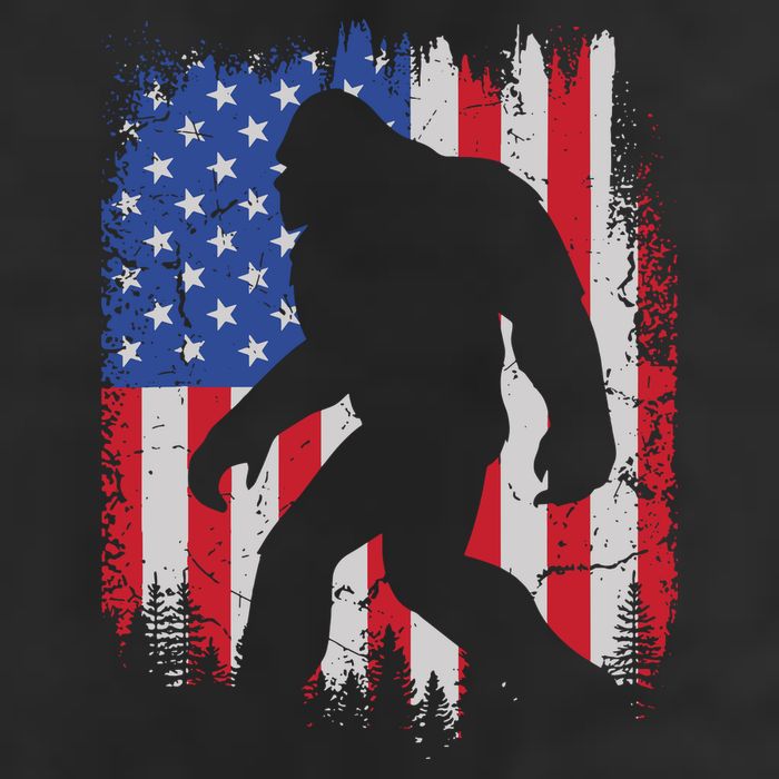 Retro Bigfoot Silhouette USA Flag Sasquatch Lovers July 4th Golf Towel