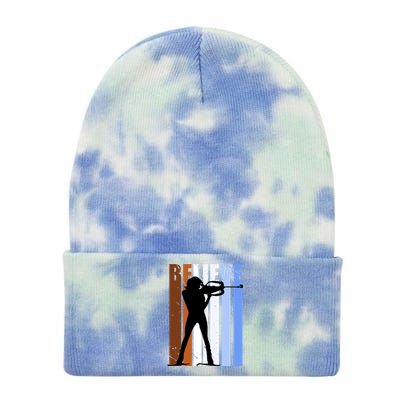 Retro Biathlon Shooting Guns Skiing Female Great Gift Tie Dye 12in Knit Beanie