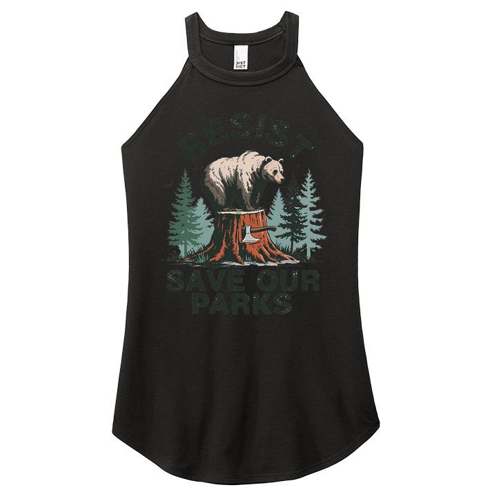 Resist Bear - Save Our Parks Wildlife Protection Women Women's Perfect Tri Rocker Tank