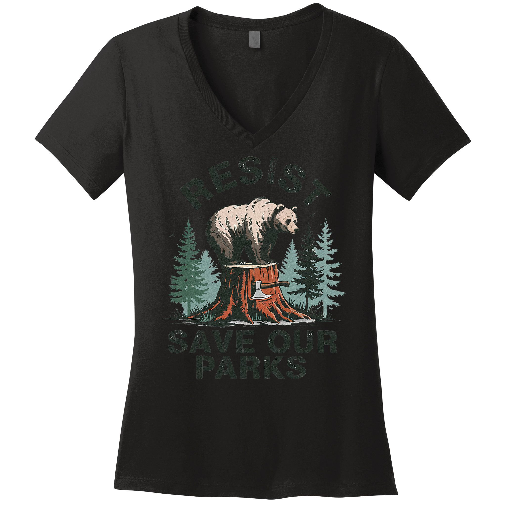 Resist Bear - Save Our Parks Wildlife Protection Women Women's V-Neck T-Shirt