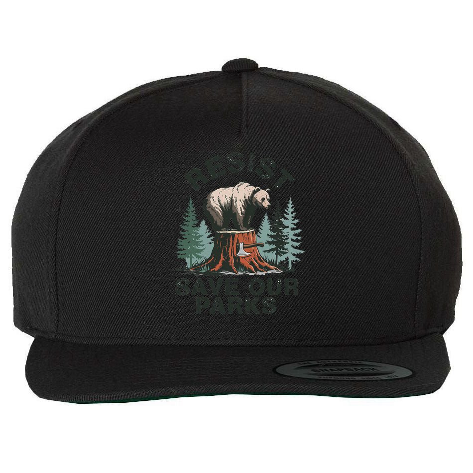 Resist Bear - Save Our Parks Wildlife Protection Women Wool Snapback Cap