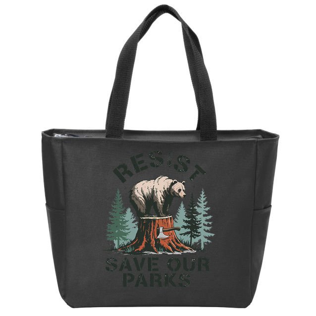 Resist Bear - Save Our Parks Wildlife Protection Women Zip Tote Bag