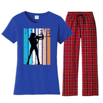 Retro Biathlon Shooting Guns Skiing Female Gift Women's Flannel Pajama Set