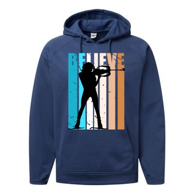 Retro Biathlon Shooting Guns Skiing Female Gift Performance Fleece Hoodie