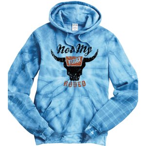 Retro Bull Skull Not My First Rodeo Western Country Cowboy Tie Dye Hoodie