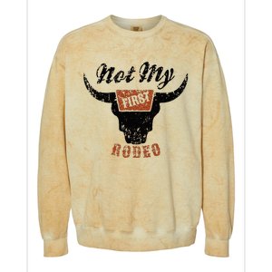 Retro Bull Skull Not My First Rodeo Western Country Cowboy Colorblast Crewneck Sweatshirt