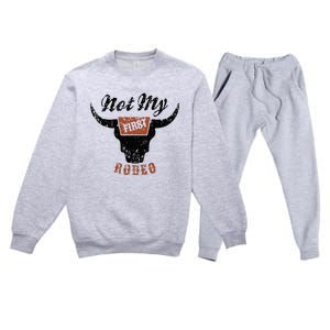 Retro Bull Skull Not My First Rodeo Western Country Cowboy Premium Crewneck Sweatsuit Set