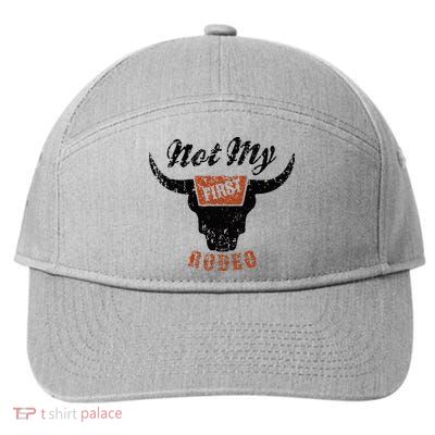 Retro Bull Skull Not My First Rodeo Western Country Cowboy 7-Panel Snapback Hat