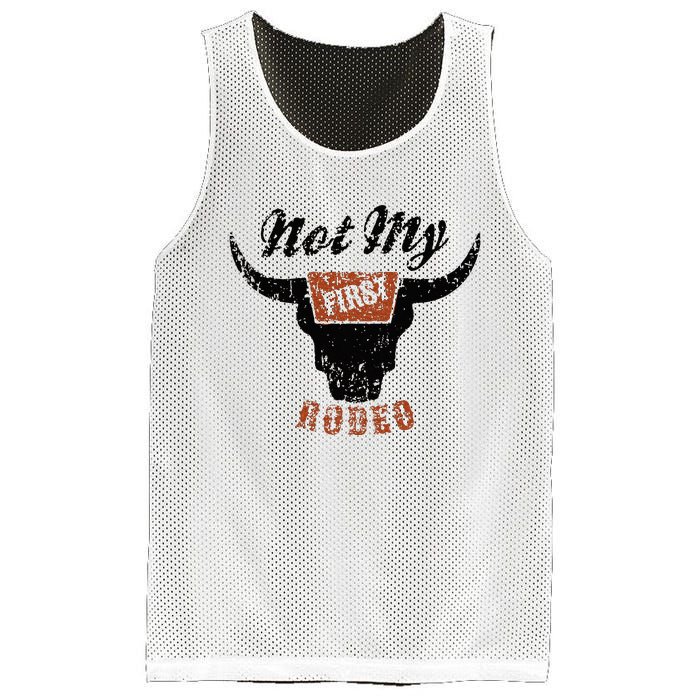 Retro Bull Skull Not My First Rodeo Western Country Cowboy Mesh Reversible Basketball Jersey Tank