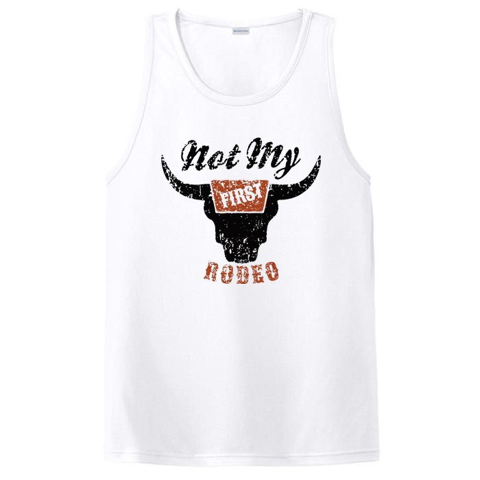 Retro Bull Skull Not My First Rodeo Western Country Cowboy PosiCharge Competitor Tank