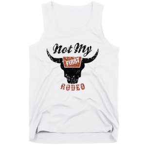 Retro Bull Skull Not My First Rodeo Western Country Cowboy Tank Top