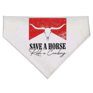 Retro Bull Skull Western Country Save A Horse Ride A Cowboy USA-Made Doggie Bandana