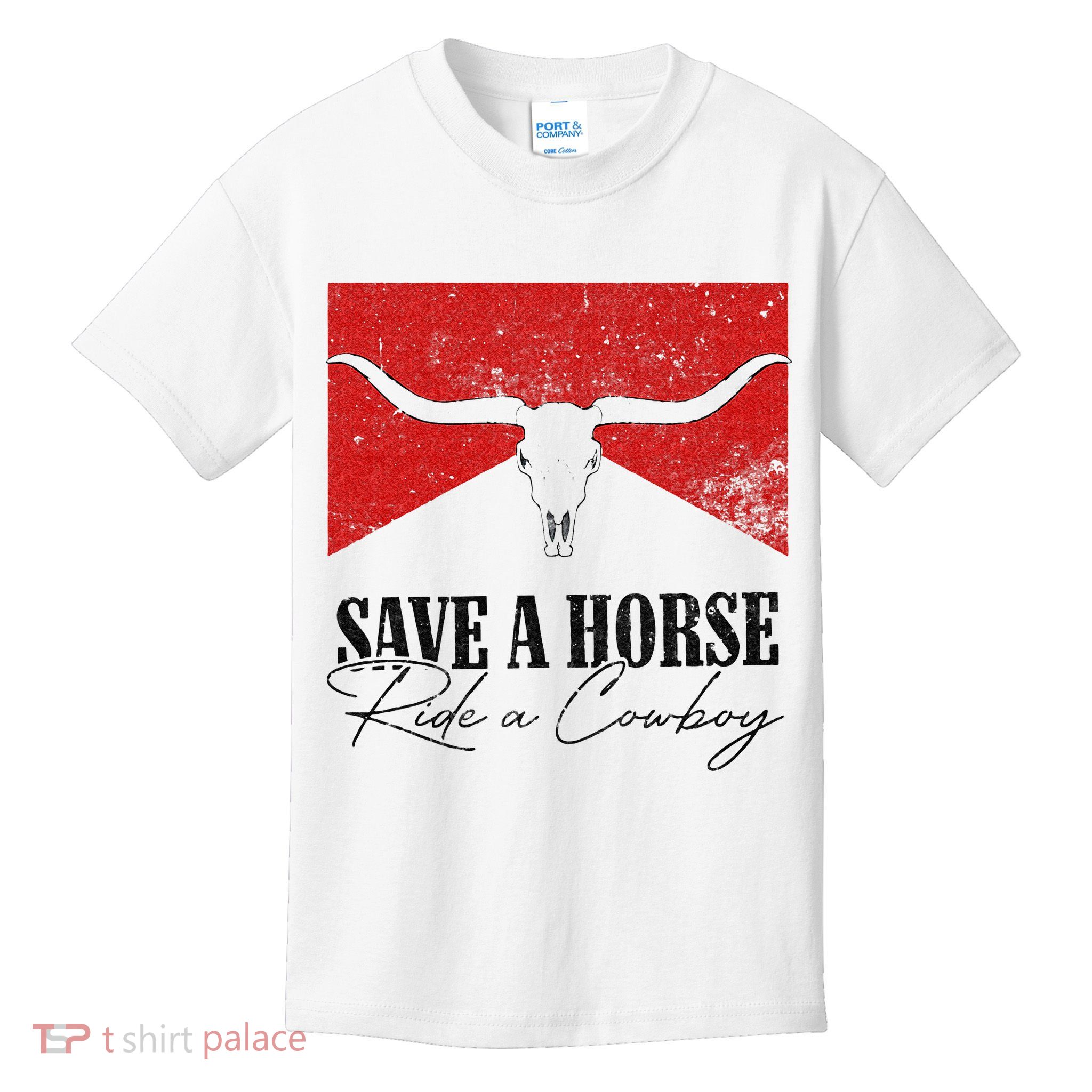 Retro Bull Skull Western Country Save A Horse Ride A Cowboy Kids T-Shirt