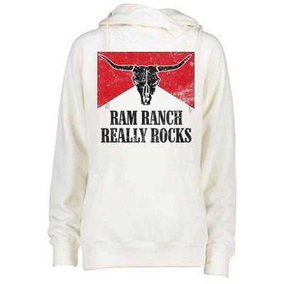 Retro Bull Skull Western Life Country Ram Ranch Rockin' Vibes Womens Funnel Neck Pullover Hood