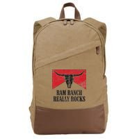 Retro Bull Skull Western Life Country Ram Ranch Rockin' Vibes Cotton Canvas Backpack