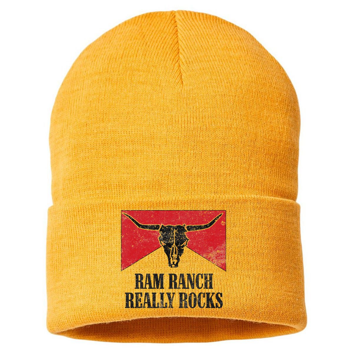 Retro Bull Skull Western Life Country Ram Ranch Rockin' Vibes Sustainable Knit Beanie