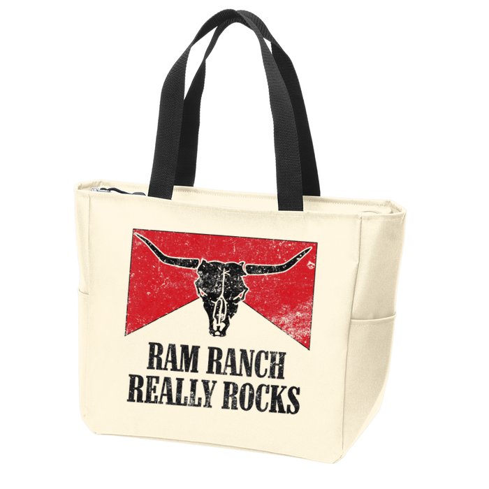 Retro Bull Skull Western Life Country Ram Ranch Rockin' Vibes Zip Tote Bag