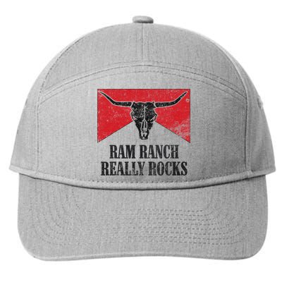 Retro Bull Skull Western Life Country Ram Ranch Rockin' Vibes 7-Panel Snapback Hat