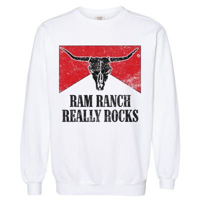 Retro Bull Skull Western Life Country Ram Ranch Rockin' Vibes Garment-Dyed Sweatshirt