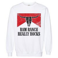 Retro Bull Skull Western Life Country Ram Ranch Rockin' Vibes Garment-Dyed Sweatshirt